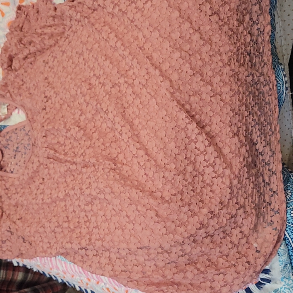 Lace blush pink dress shirt